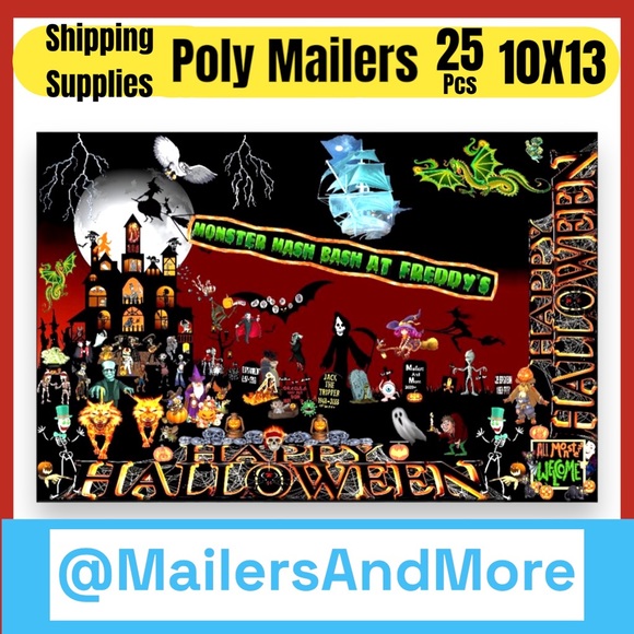 25 10x13 Poly Mailers Halloween Shipping Envelopes PRICE IS FIRM Monster Fall - Picture 3 of 11